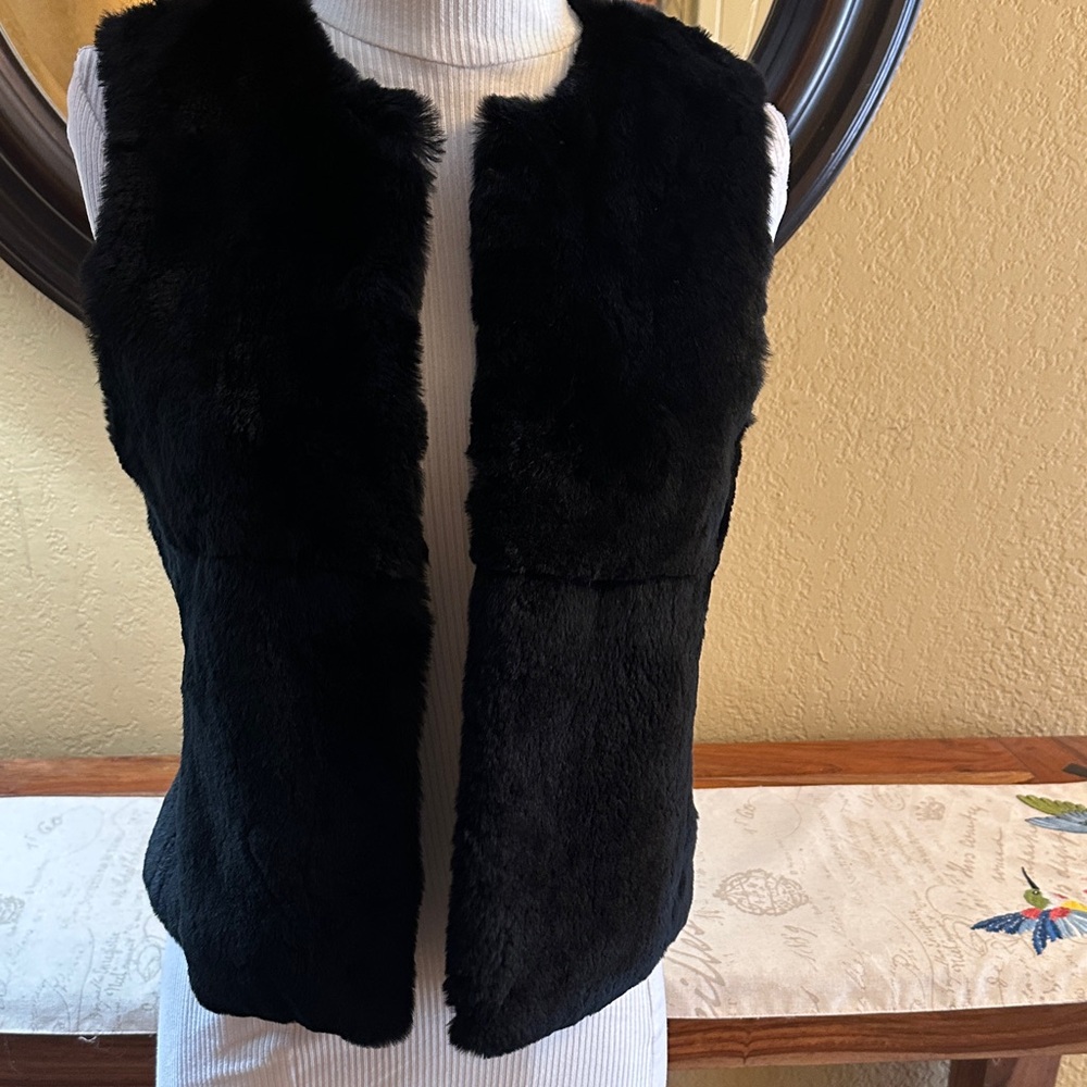 Theory Black Rabbit Fur Vest